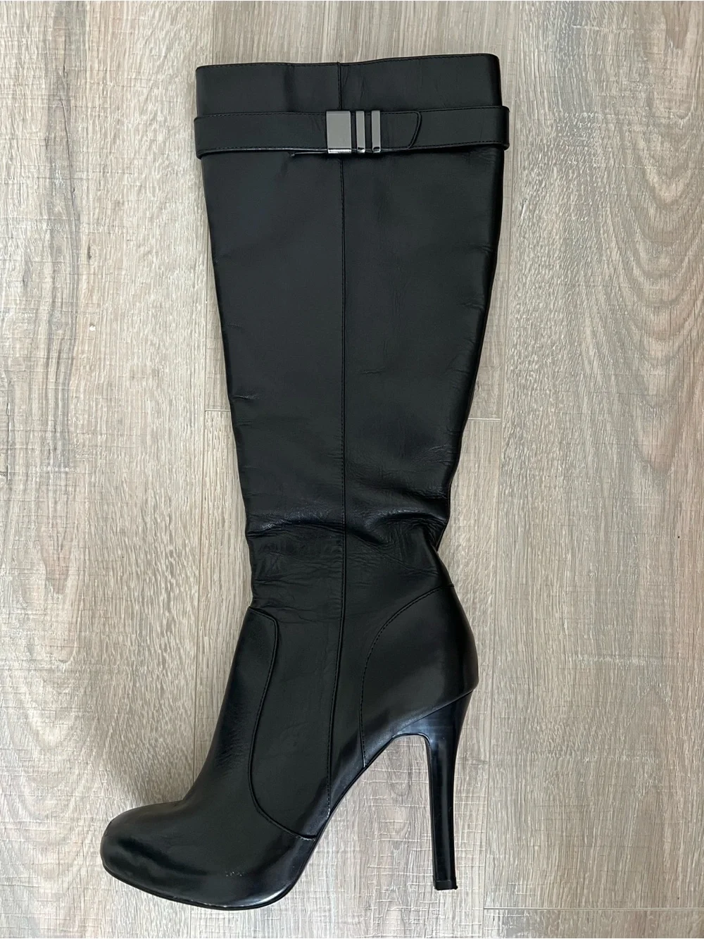 Ada Black Leather High-Heel Boots